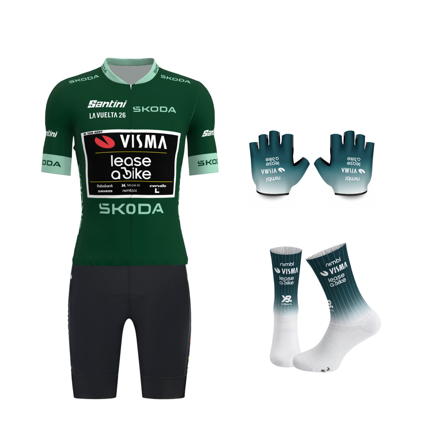 Cycling kit winst groene trui La Vuelta